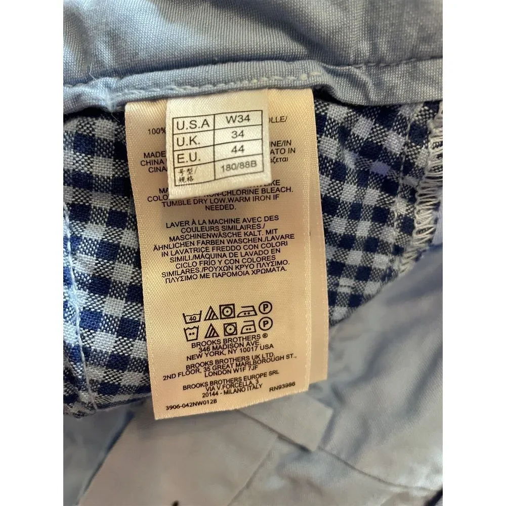Brooks Brothers 34 x 9.5" Bermuda Short Light Blue Flat‎ Front Cotton Twill_5
